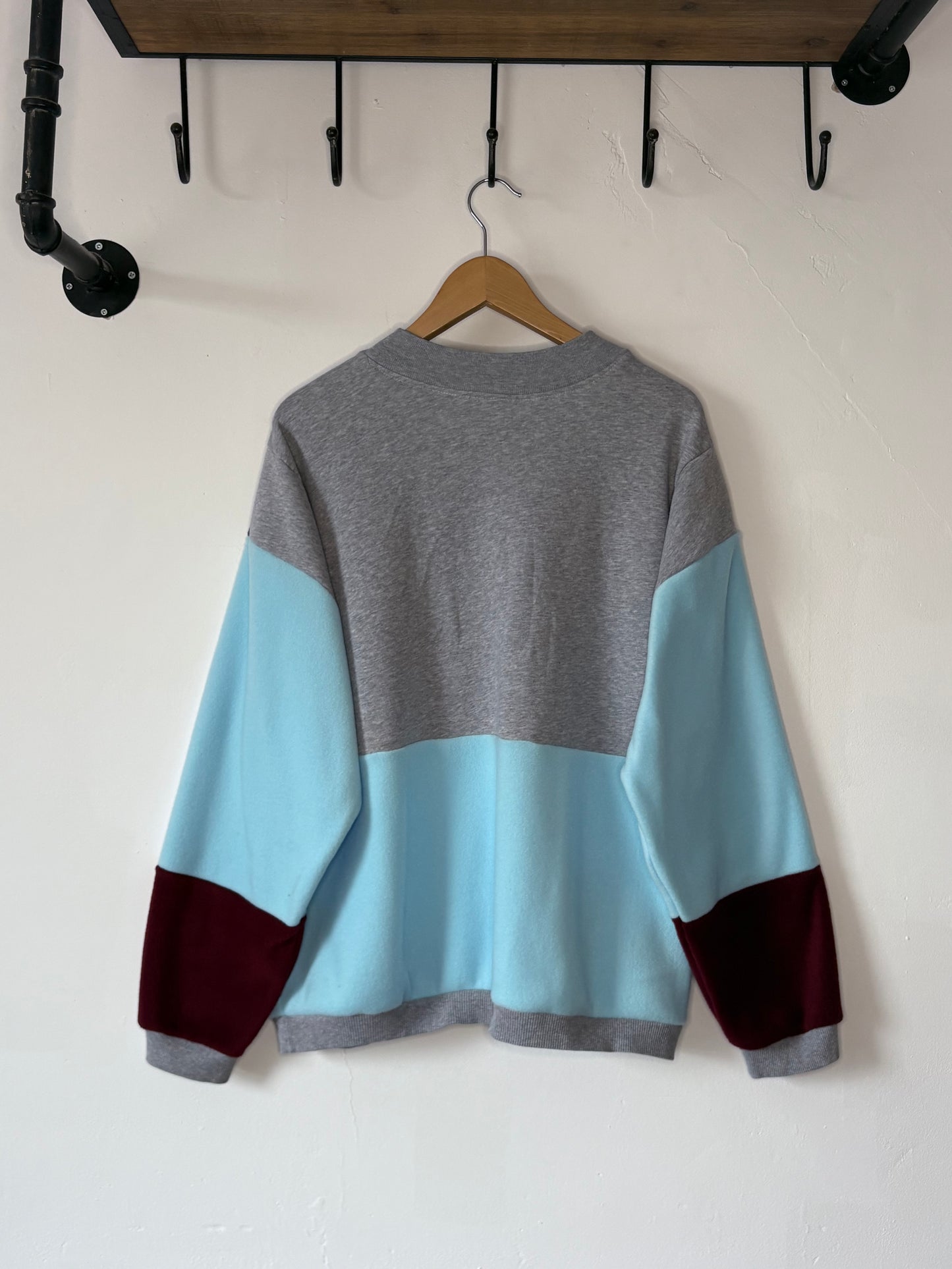 Adidas zebra stripe fleece sweatshirt.
