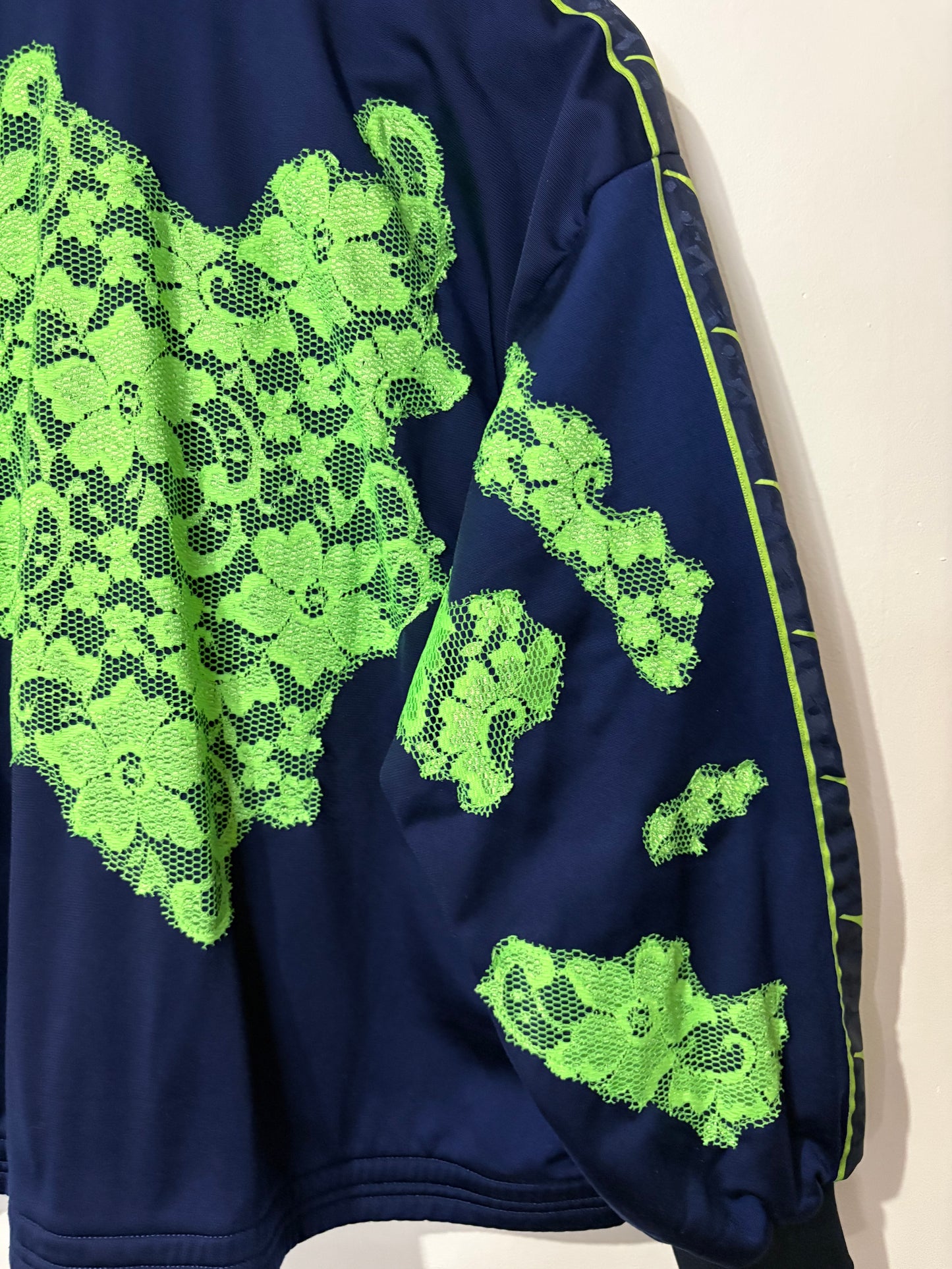 Vintage Y2K diadora lime green lace patchwork track jacket.