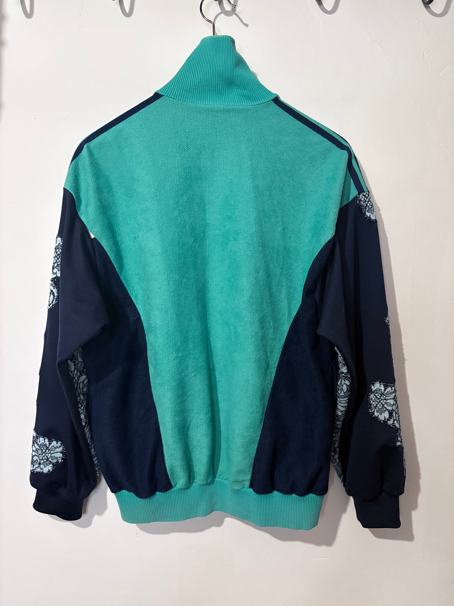 Vintage Y2K adidas baby blue lace patchwork track jacket.