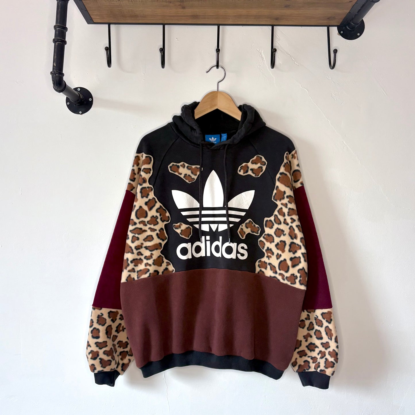 Leopard print fleece adidas hooded sweatshirt
