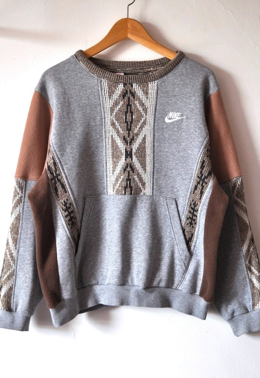 90's vintage Nike reworked abstract pattern knit sweatshirt.