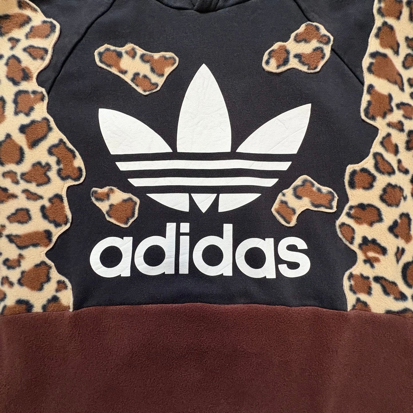 Leopard print fleece adidas hooded sweatshirt
