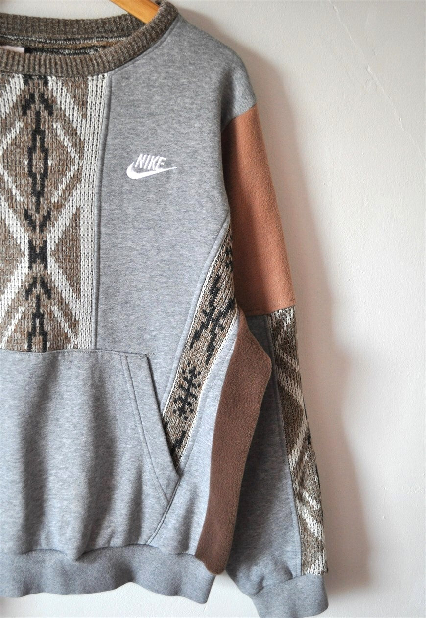 90's vintage Nike reworked abstract pattern knit sweatshirt.