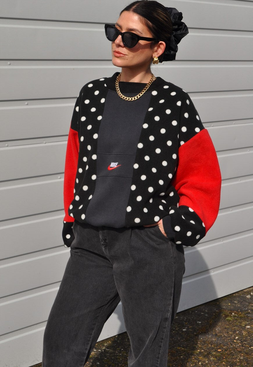 90's vintage Nike reworked polka dot fleece sweatshirt