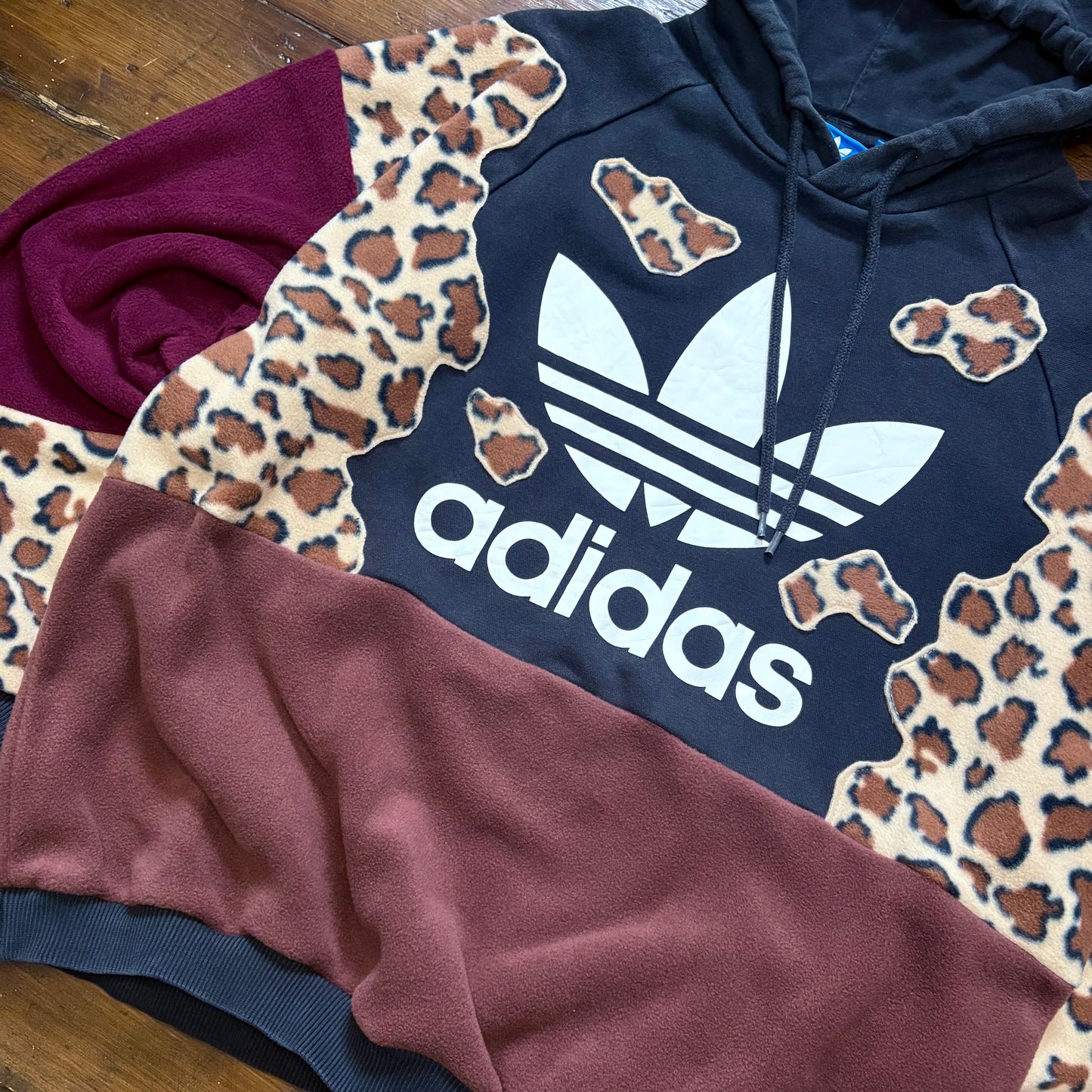 Leopard print fleece adidas hooded sweatshirt