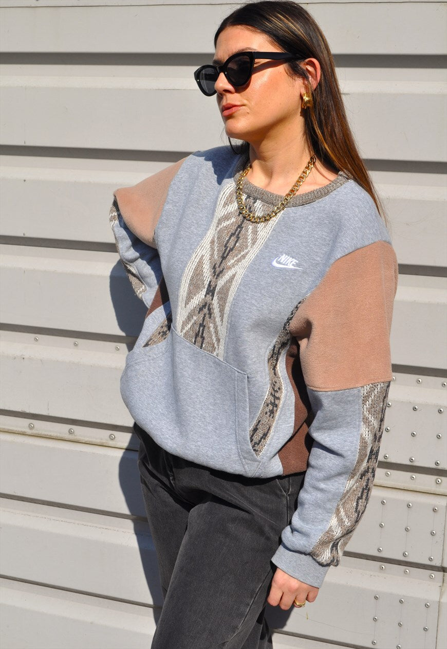 90's vintage Nike reworked abstract pattern knit sweatshirt.