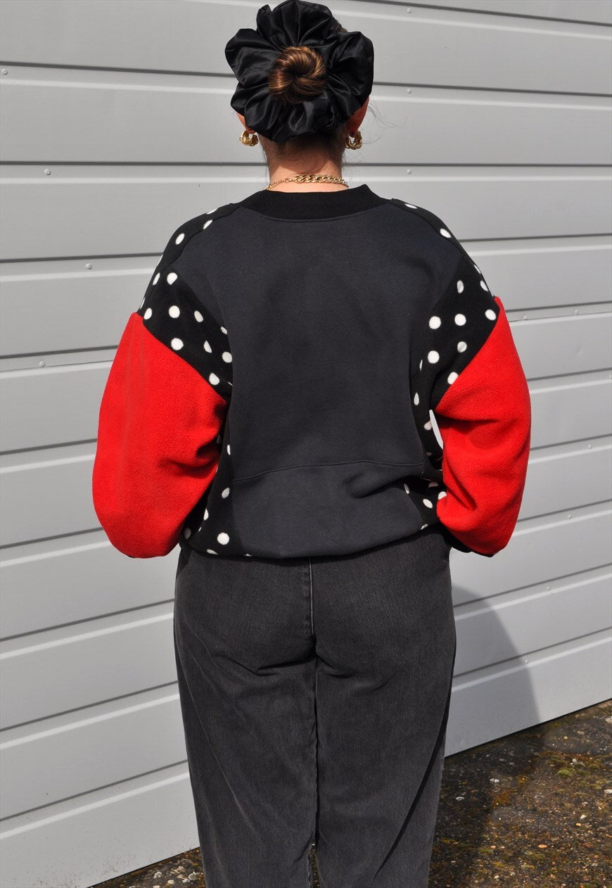 90's vintage Nike reworked polka dot fleece sweatshirt