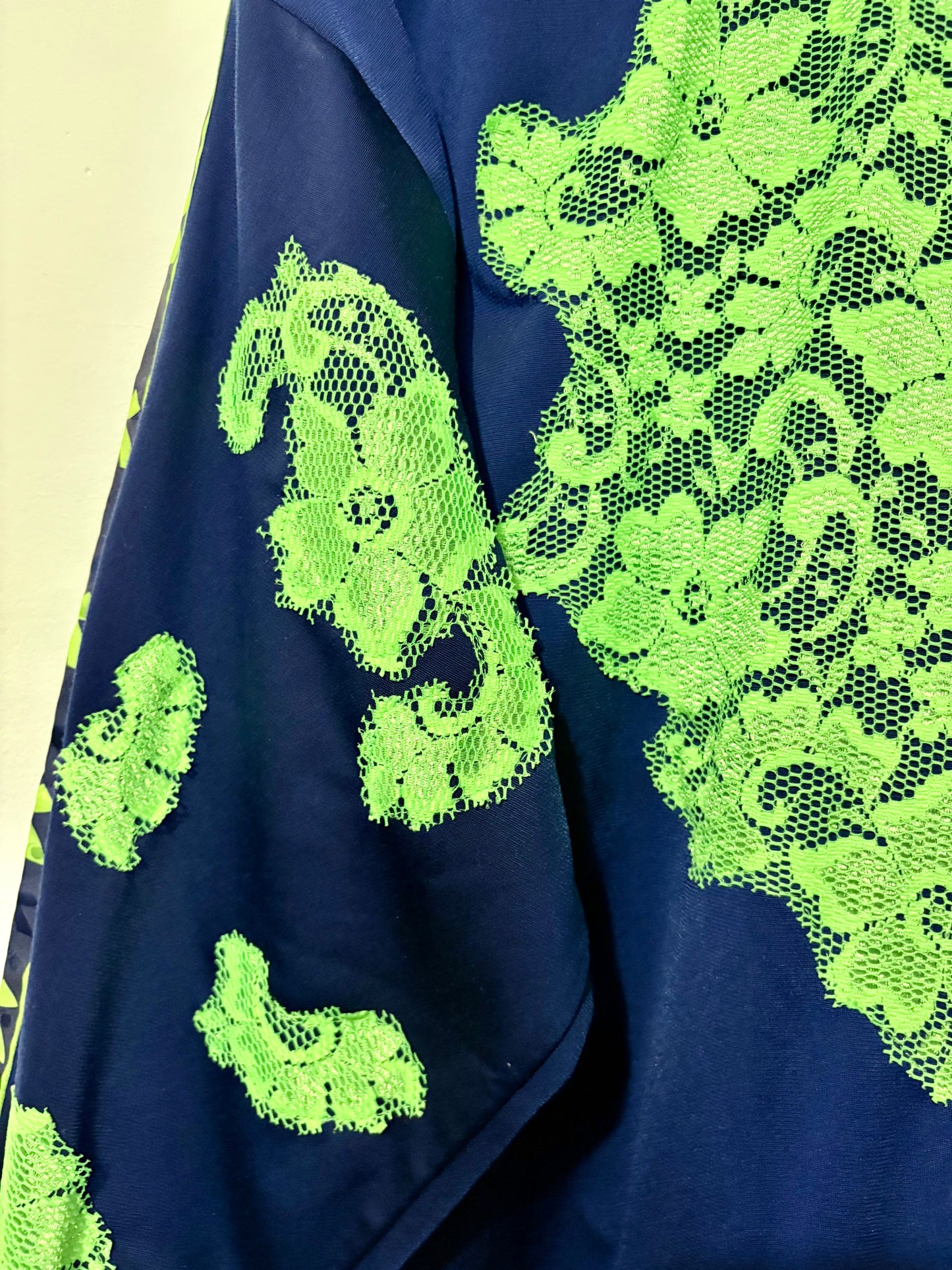 Vintage Y2K diadora lime green  lace patchwork track jacket.