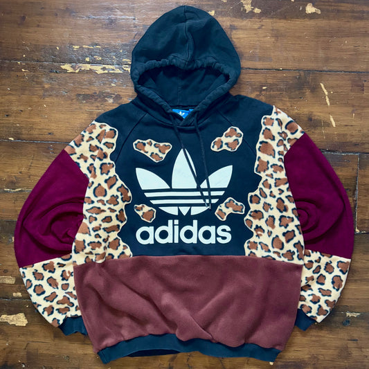 Leopard print fleece adidas hooded sweatshirt