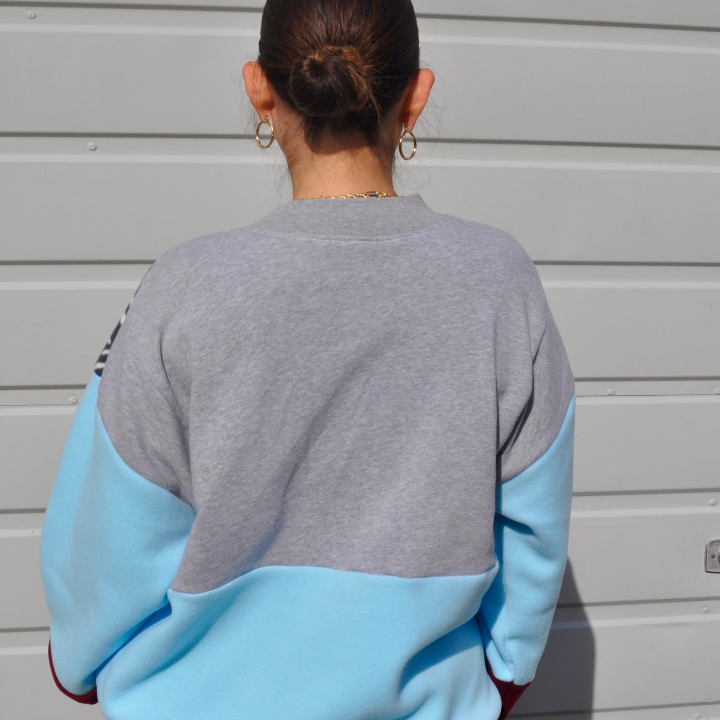 Adidas zebra stripe fleece sweatshirt.