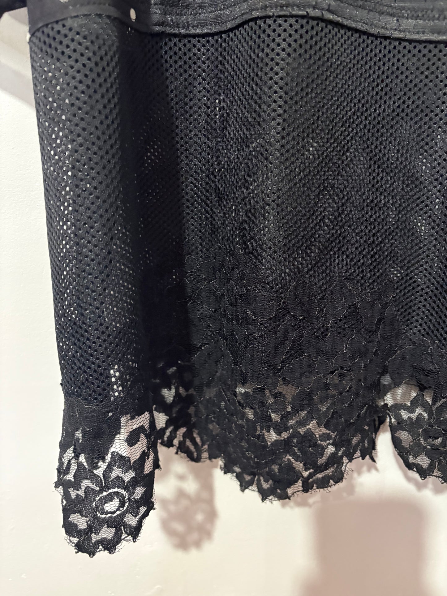 Vintage Y2K adidas polka dot sheer mesh lace patchwork tshirt