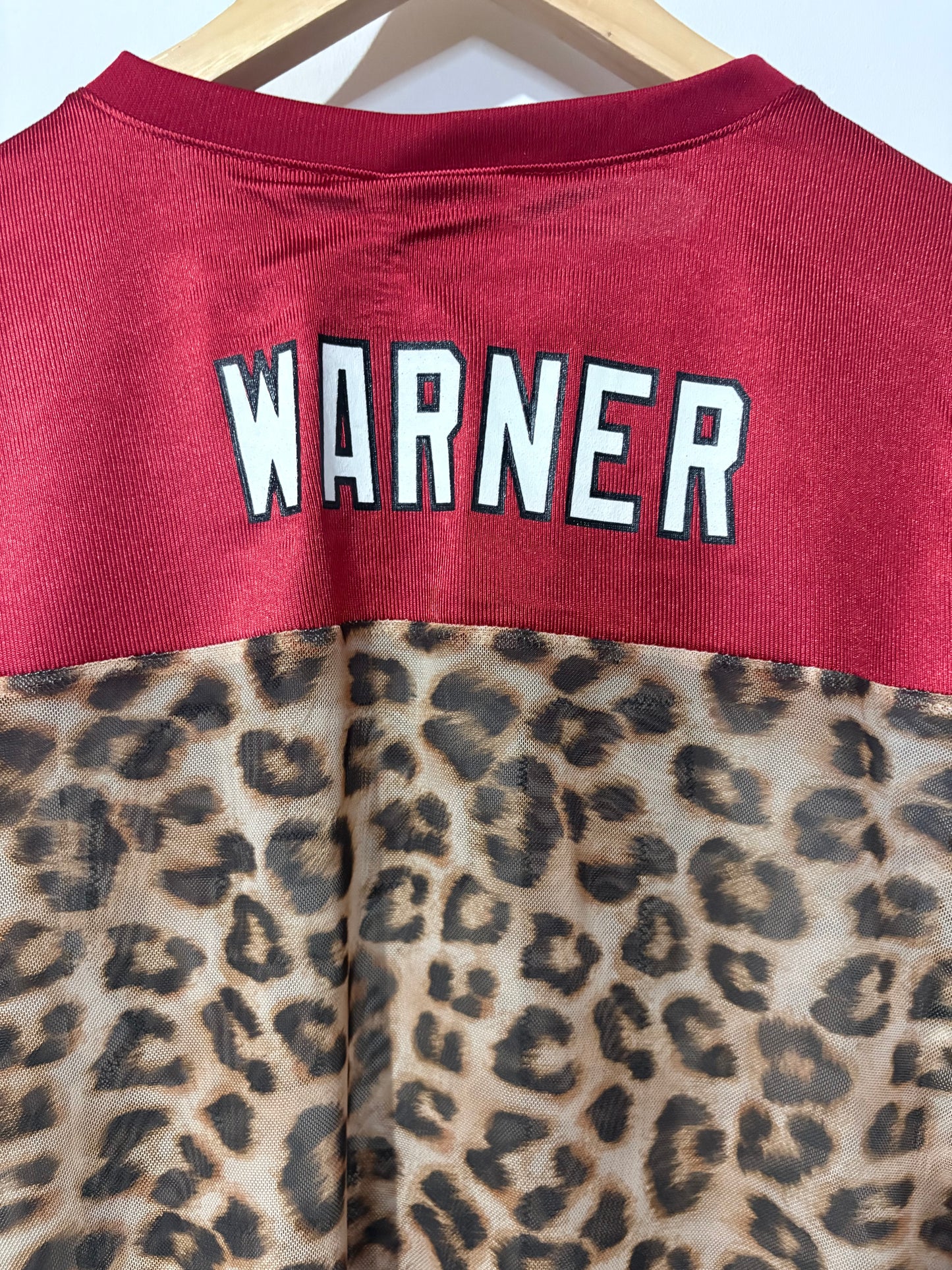 Vintage Y2K NFL Arizona Cardinals leopard print sheer mesh lace cropped jersey tshirt.