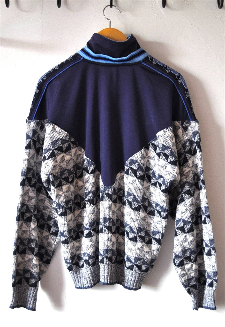 90's vintage Asics reworked track jacket crazy pattern knit.