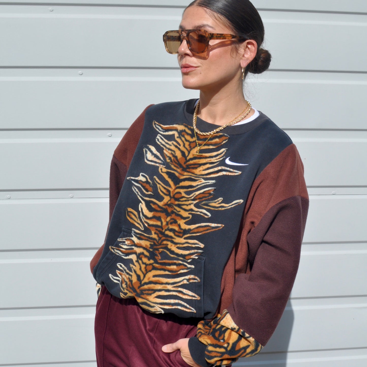 Nike tiger stripe fleece sweatshirt