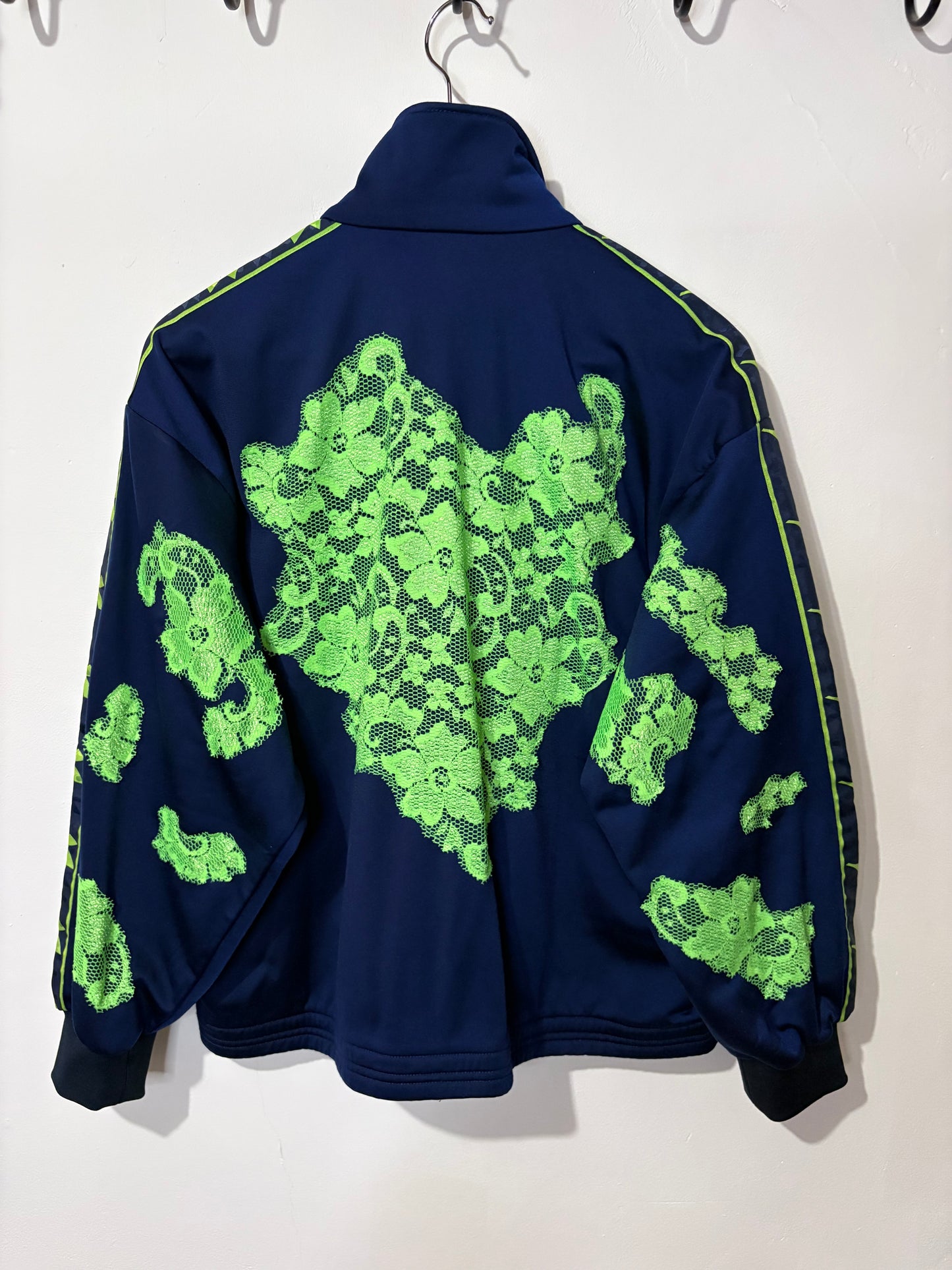 Vintage Y2K diadora lime green  lace patchwork track jacket.