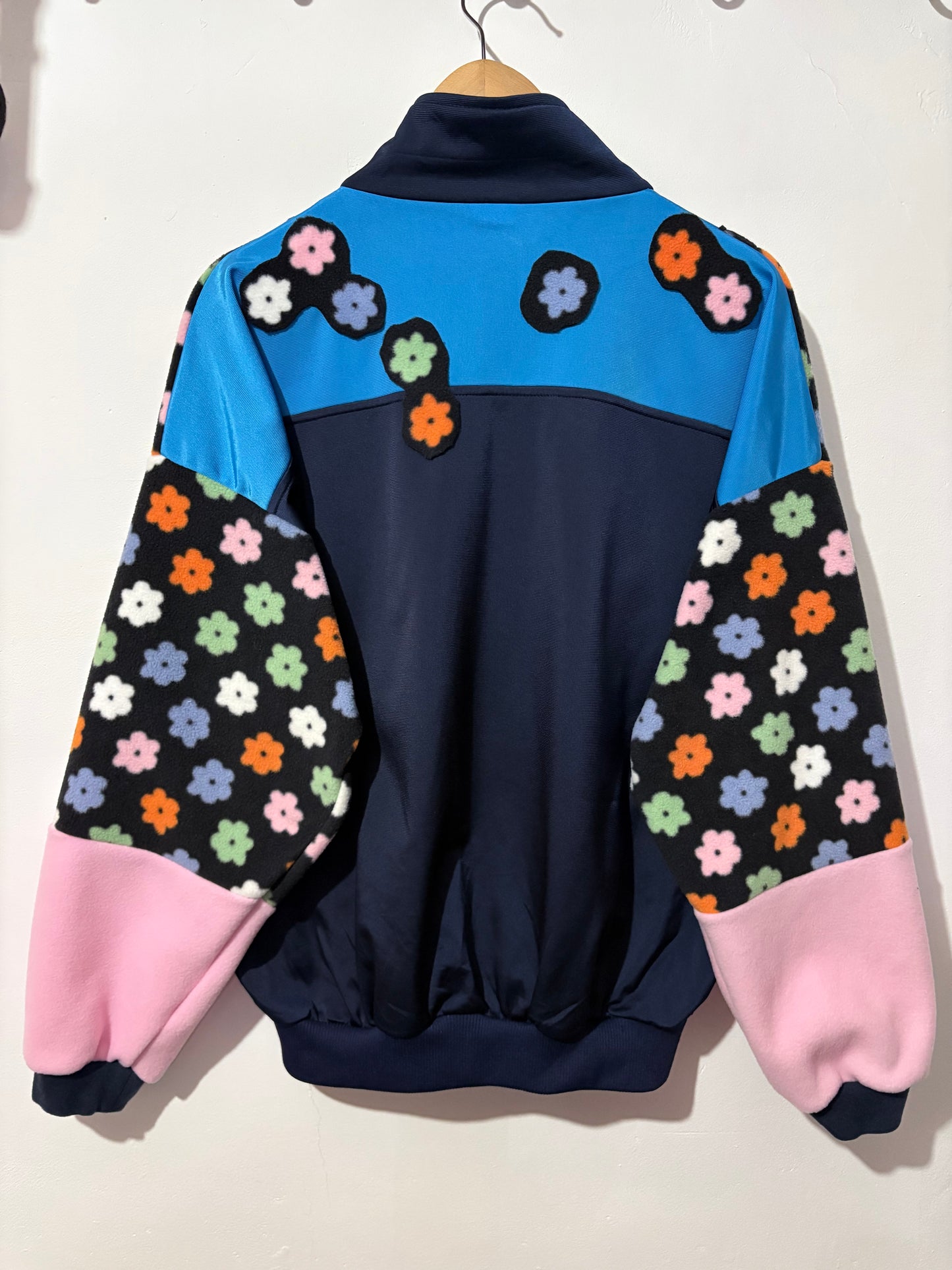Vintage Y2K Puma flower floral pastel fleece patchwork track jacket.