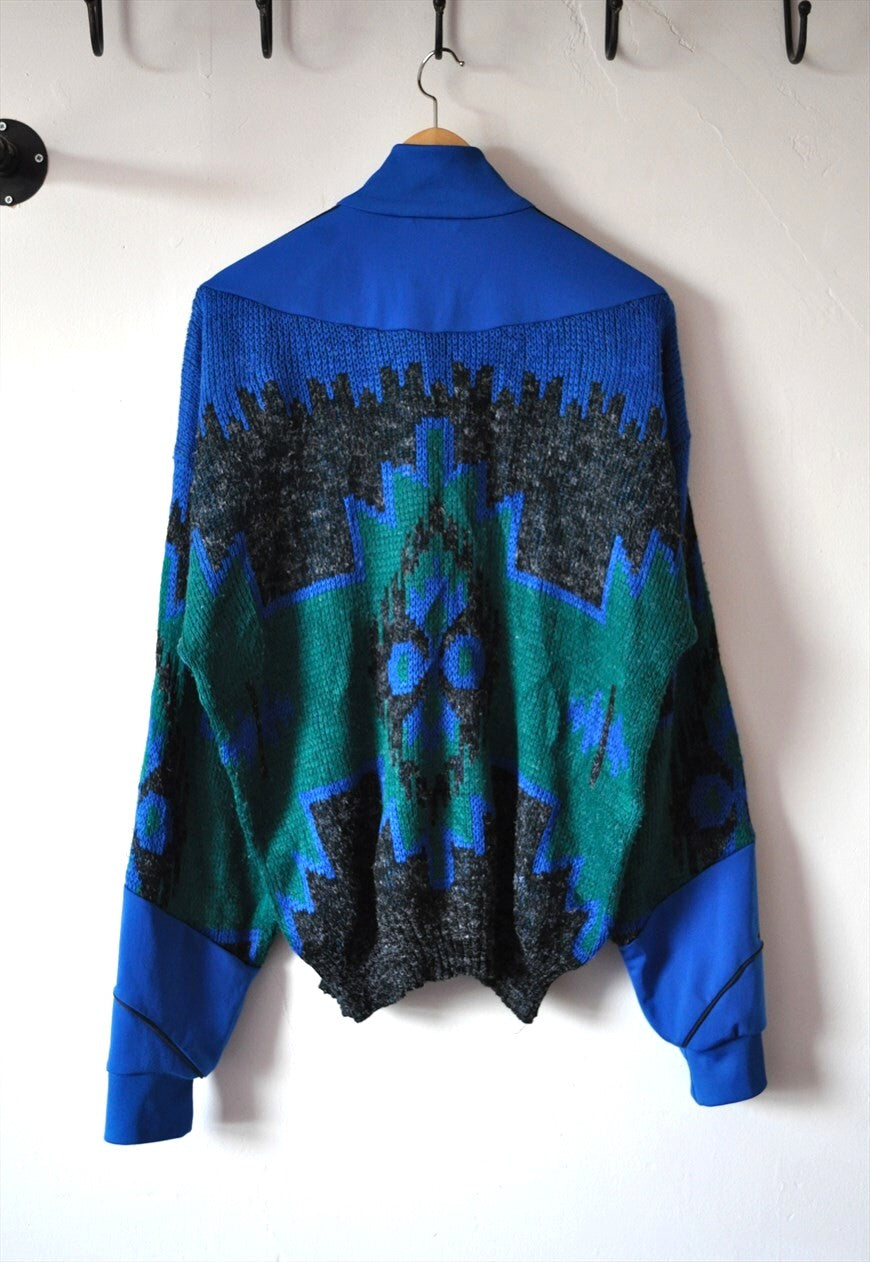 90's vintage adidas reworked track jacket crazy pattern knit.